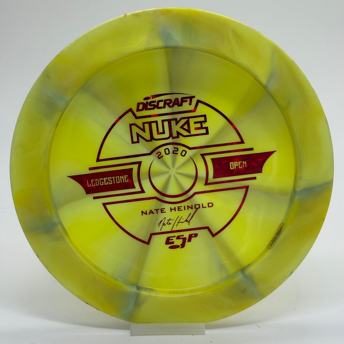 Discraft Nuke | ESP Swirl | $Run | Nate Heinhold Ledgestone 2020 Edition Bottom Stamp