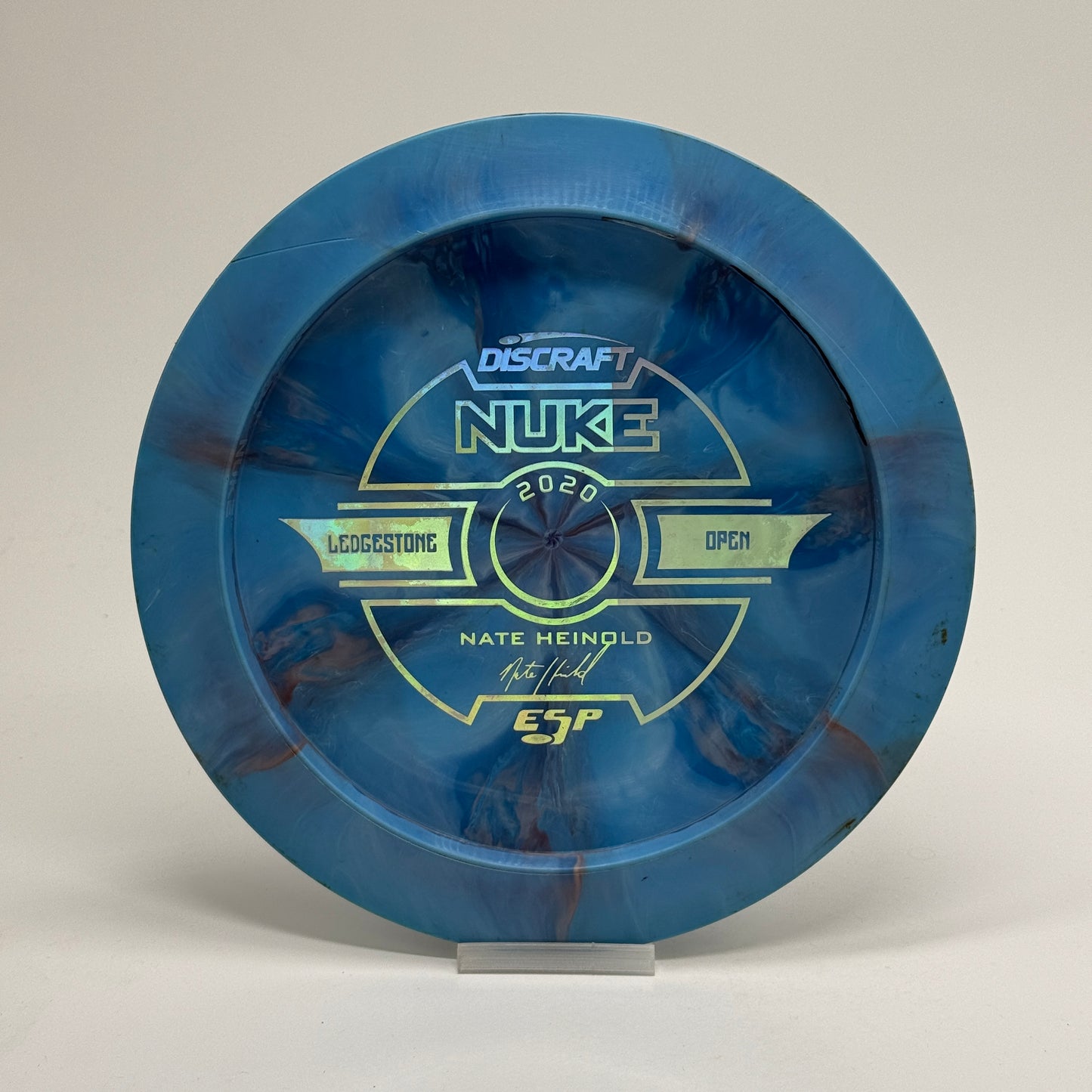 Used | Discraft Nuke | ESP Swirl | $Run | Nate Heinhold Ledgestone 2020 Edition Bottom Stamp