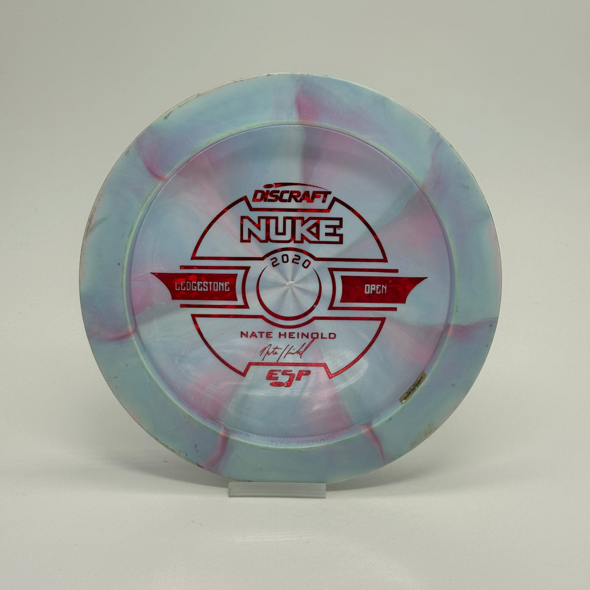 Used | Discraft Nuke | ESP Swirl | $Run | Nate Heinhold Ledgestone 2020 Edition Bottom Stamp